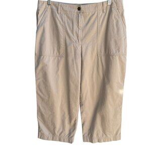 Jones Sport Womens Khaki All Cotton Flat Front Minimalist Casual Cropped Pants 1